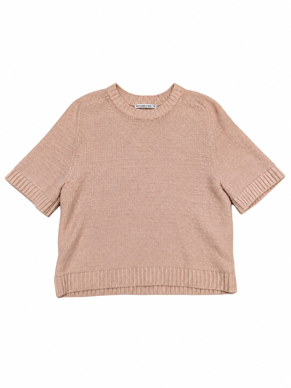 The A&F Madeline Textural Crew Sweater Tee - Muted Blush Size M